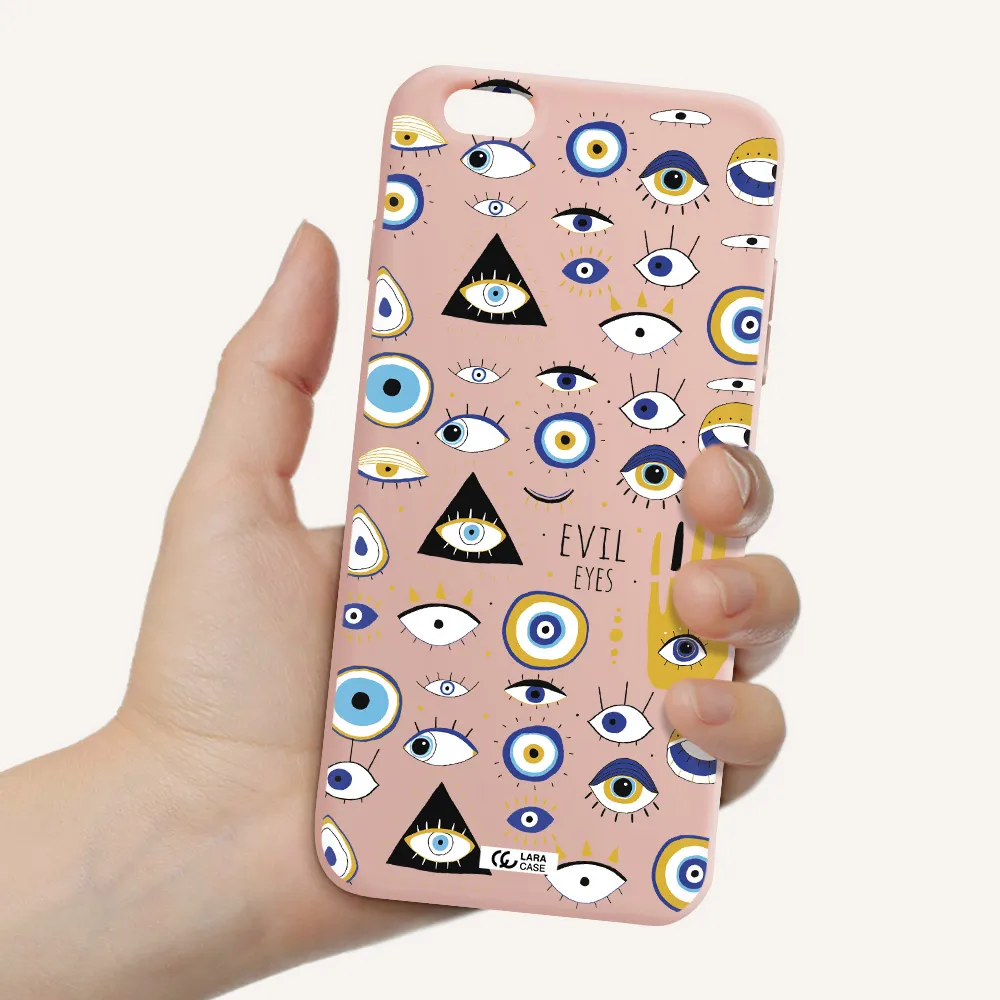 Evil Eyes Apple iPhone 6S Silicone pastel pink Case