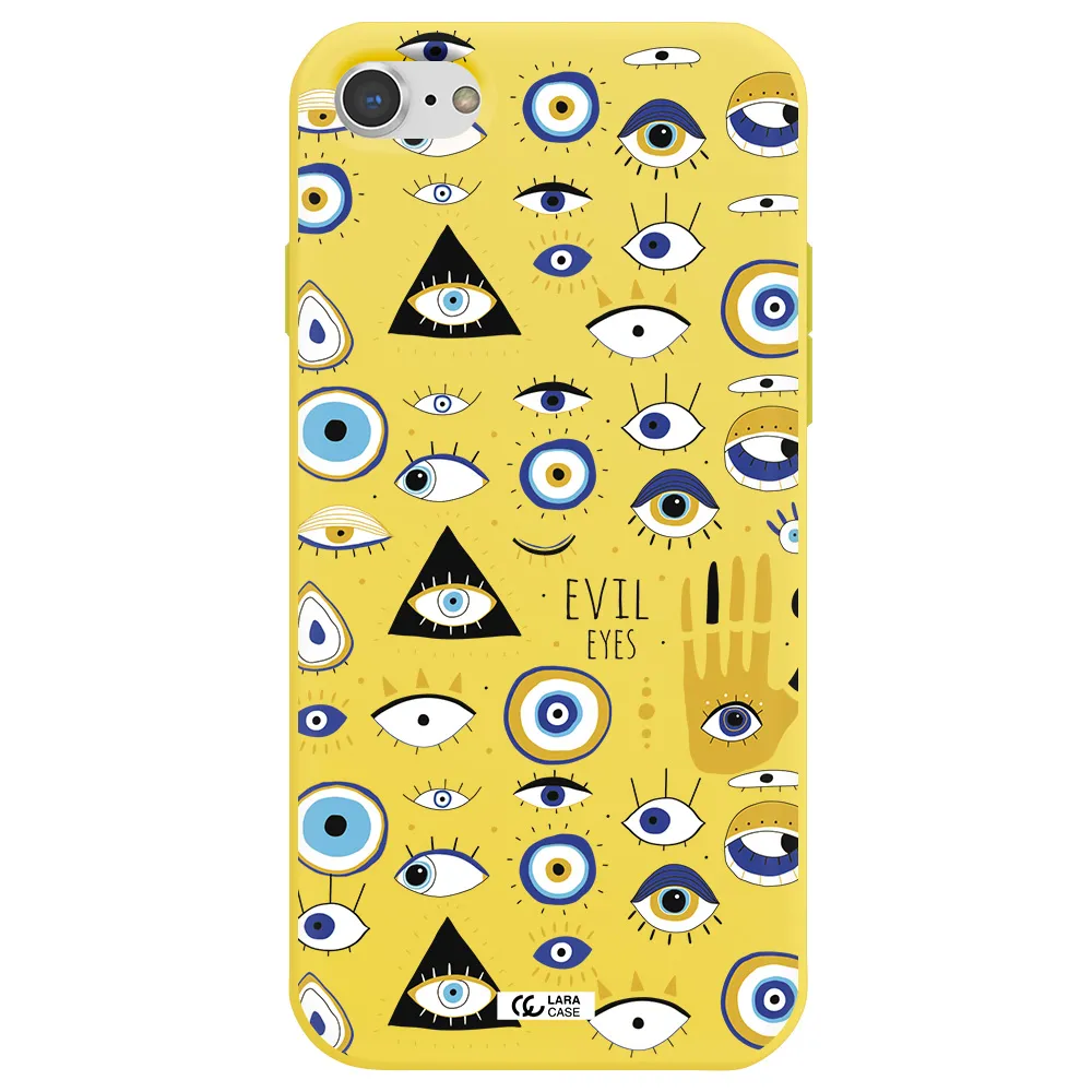 Evil Eyes Apple iPhone 7 Silicone canary yellow Case