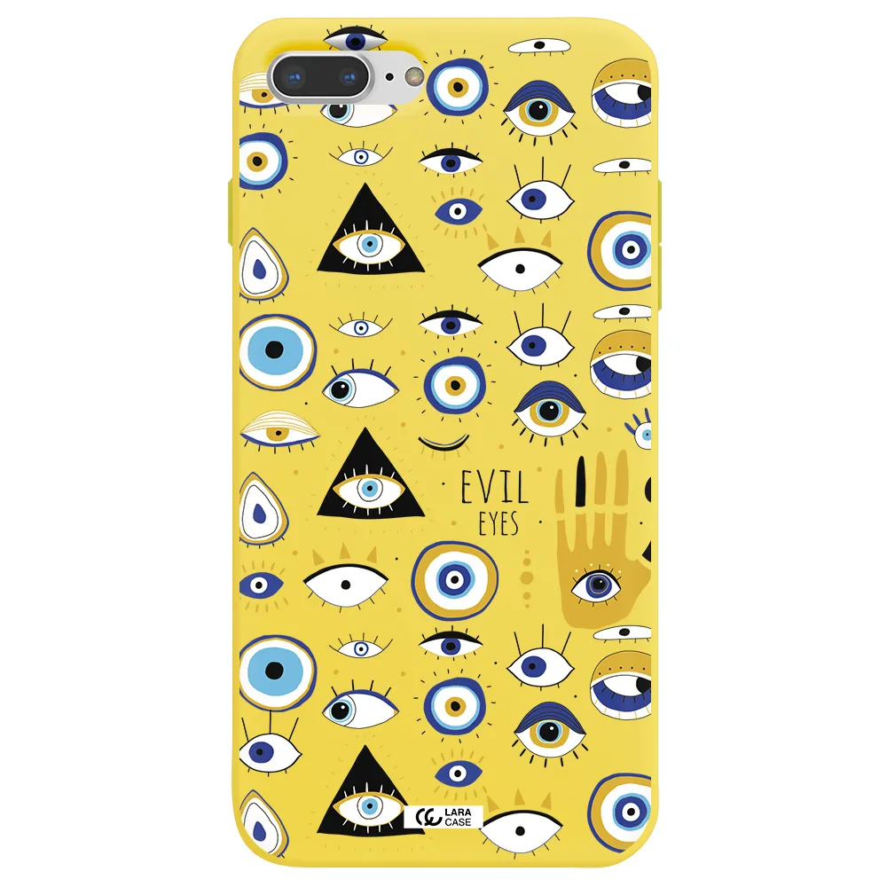 Evil Eyes Apple iPhone 8 plus Silicone canary yellow Case
