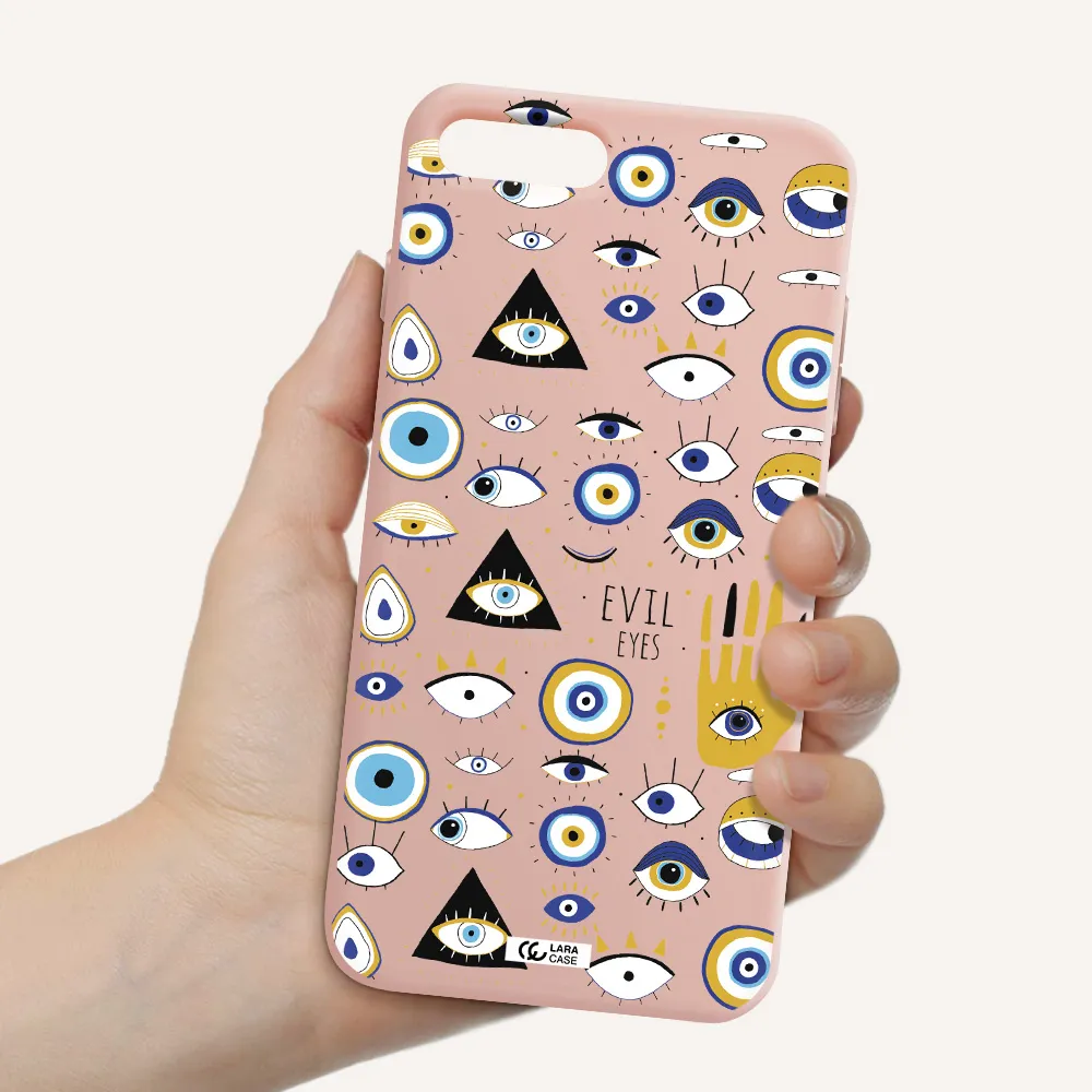 Evil Eyes Apple iPhone 8 plus Silicone pastel pink Case
