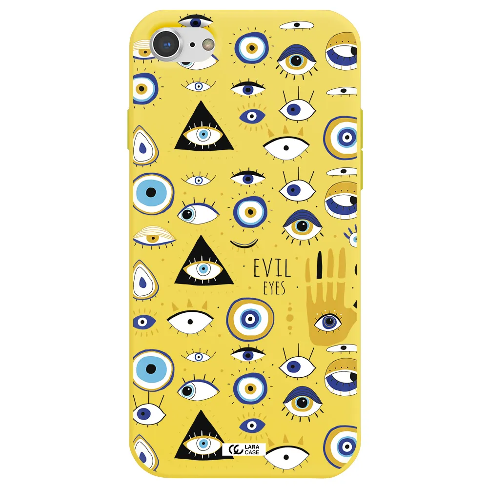 Evil Eyes Apple iPhone 8 Silicone canary yellow Case