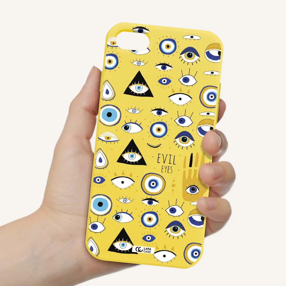 Evil Eyes Apple iPhone 8 Silicone canary yellow Case