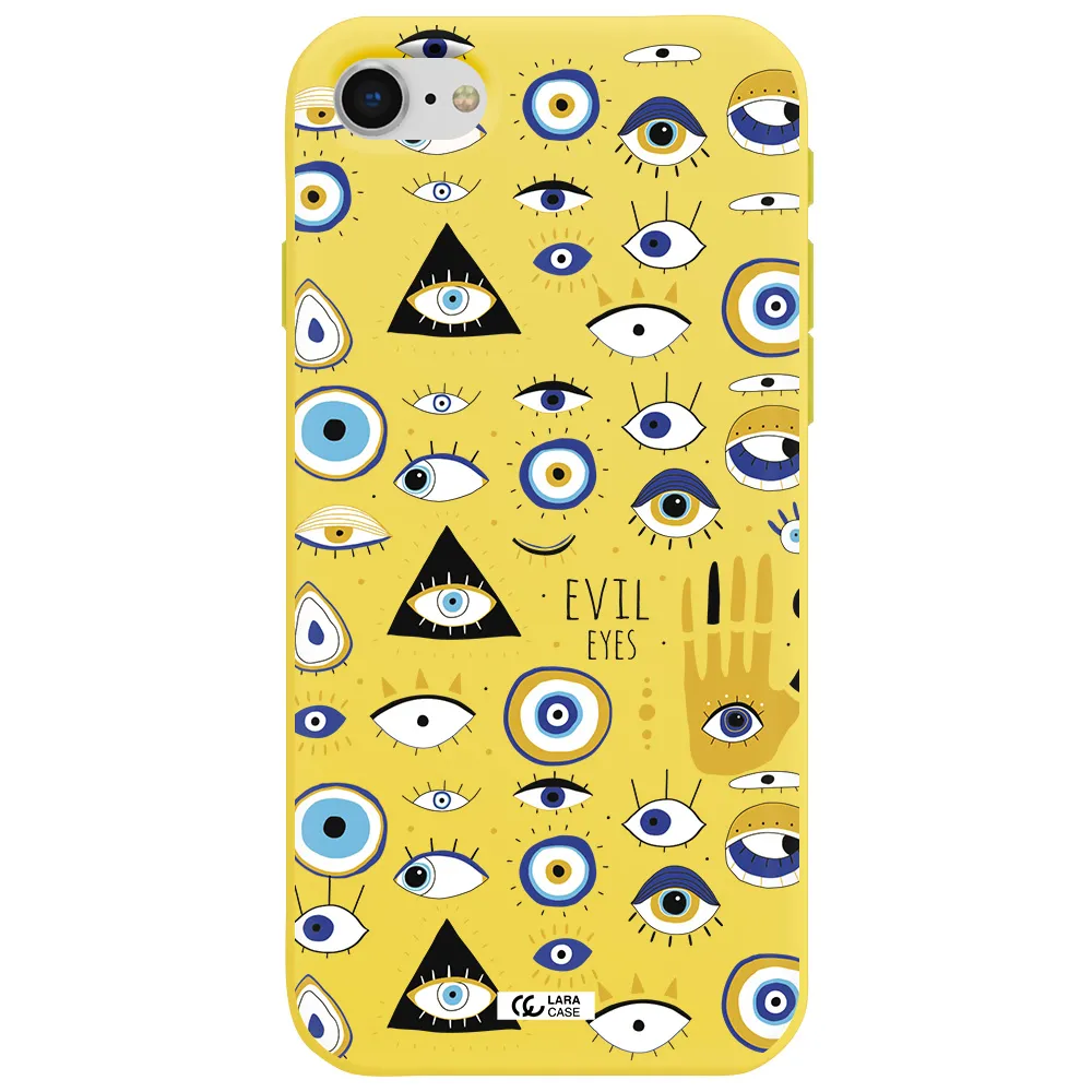 Evil Eyes Apple iPhone se 2020 Silicone canary yellow Case
