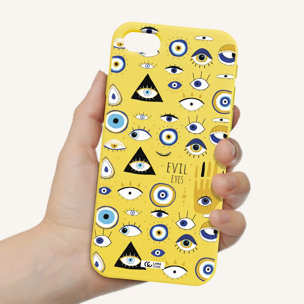 Evil Eyes Apple iPhone se 2020 Silicone canary yellow Case