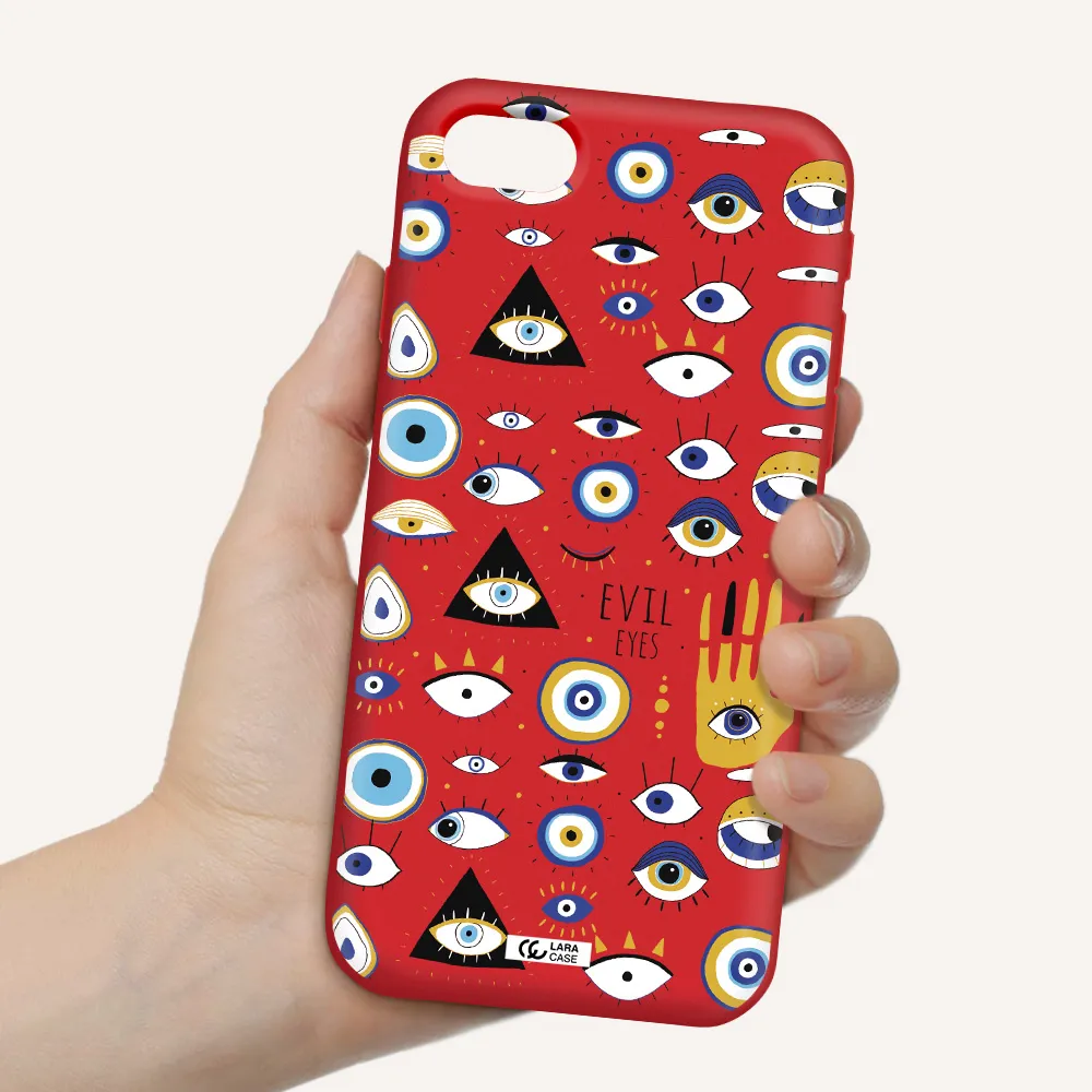 Evil Eyes Apple iPhone se 2020 Silicone Imperial Red Case