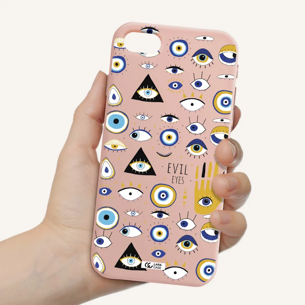 Evil Eyes Apple iPhone se 2020 Silicone pastel pink Case