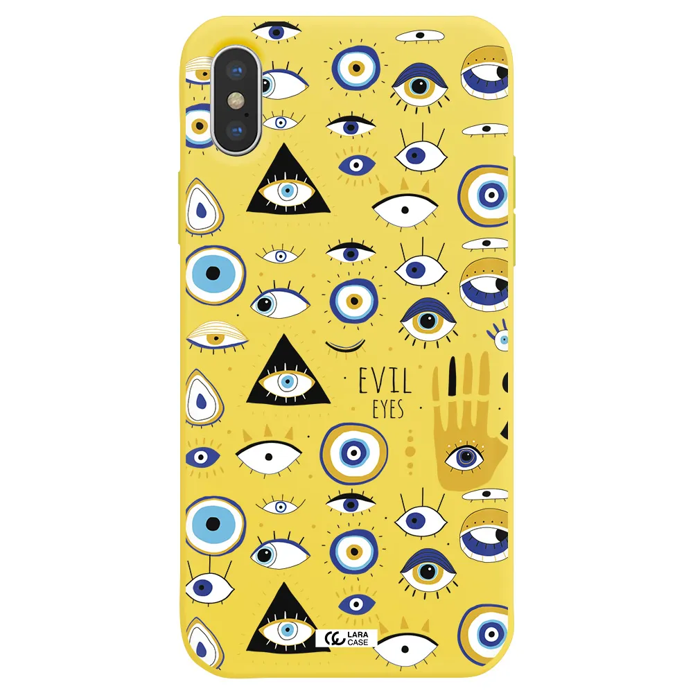 Evil Eyes Apple iPhone X Silicone canary yellow Case