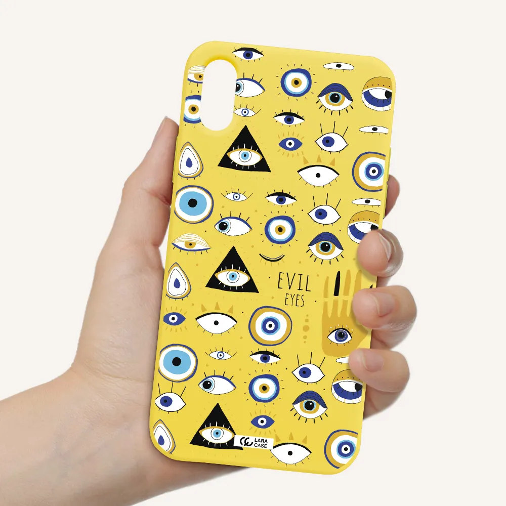 Evil Eyes Apple iPhone X Silicone canary yellow Case