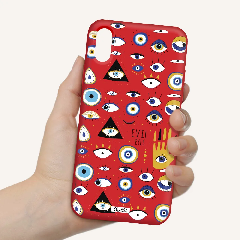 Evil Eyes Apple iPhone X Silicone Imperial Red Case