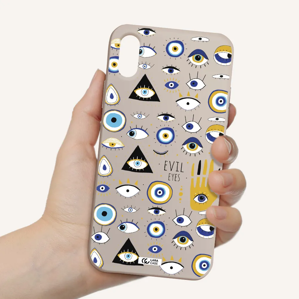 Evil Eyes Apple iPhone X Silicone Stone Case