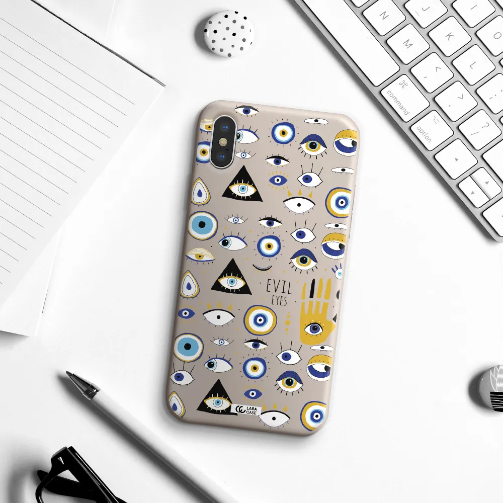 Evil Eyes Apple iPhone X Silicone Stone Case