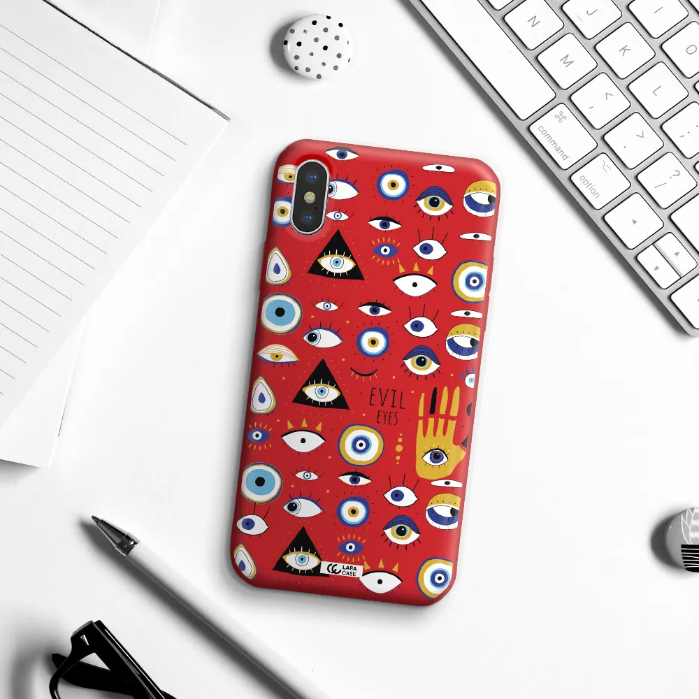 Evil Eyes Apple iPhone XS Silicone Imperial Red Case