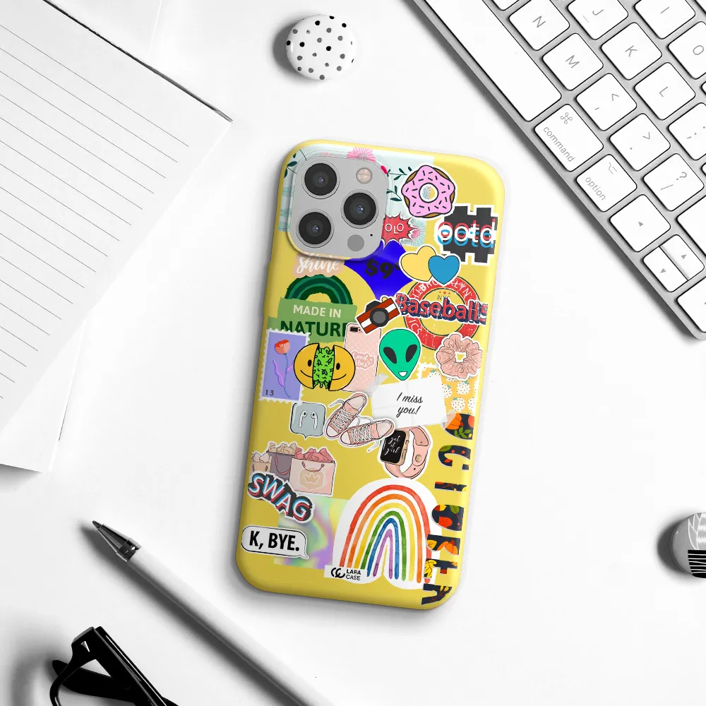 I Miss You Apple iPhone 12 pro Silicone canary yellow Case