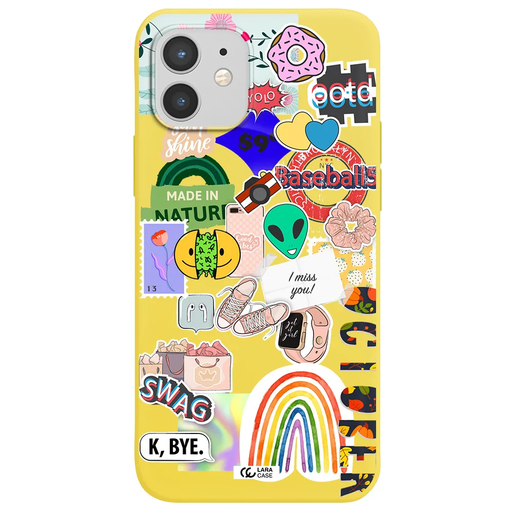 I Miss You Apple iPhone 12 Silicone canary yellow Case