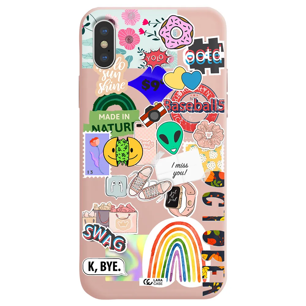 I Miss You Apple iPhone X Silicone pastel pink Case