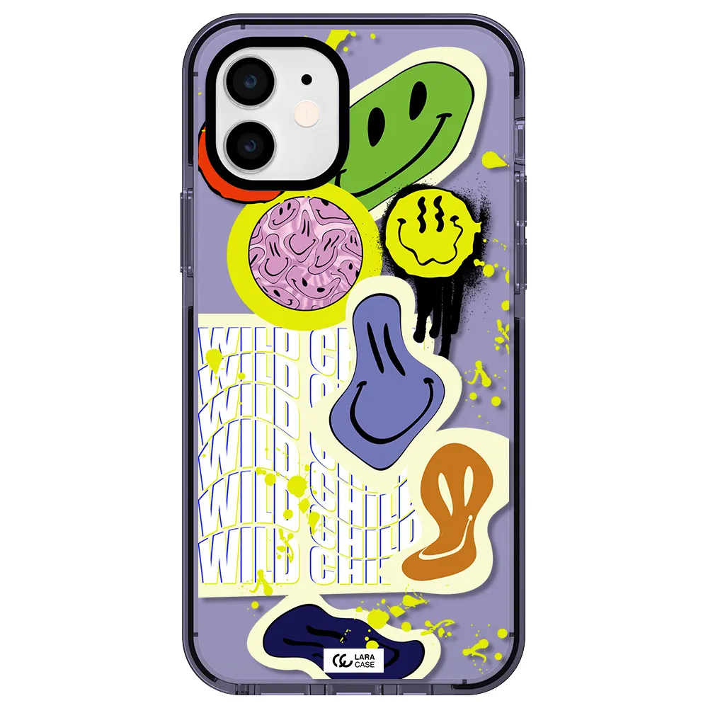 Colorful Emojis Apple iPhone 11 impact Lilac Case