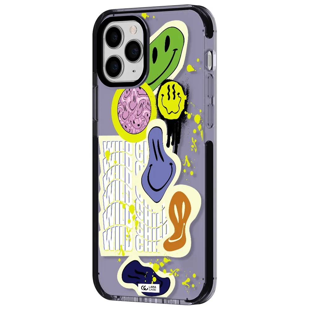 Colorful Emojis Apple iPhone 11 pro impact Lilac Case