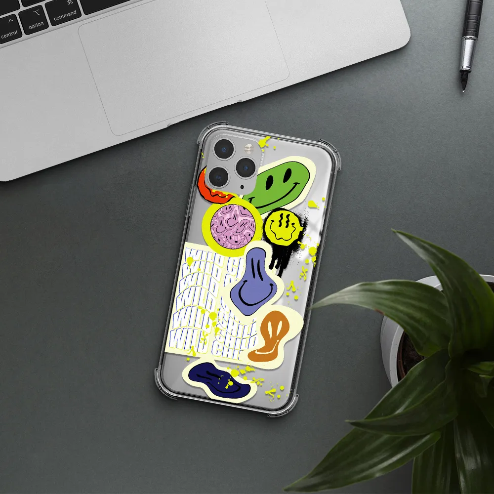Colorful Emojis Apple iPhone 11 pro max Clear PC Case