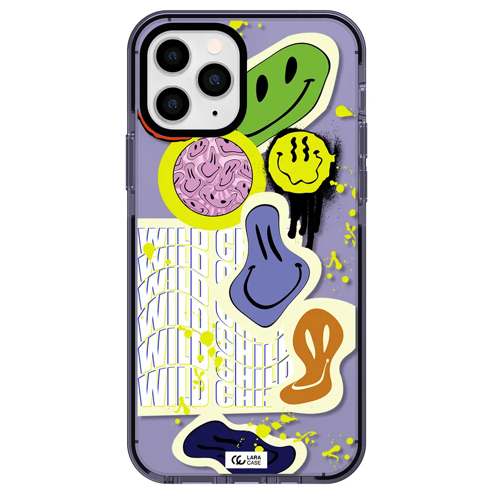 Colorful Emojis Apple iPhone 11 pro max impact Lilac Case