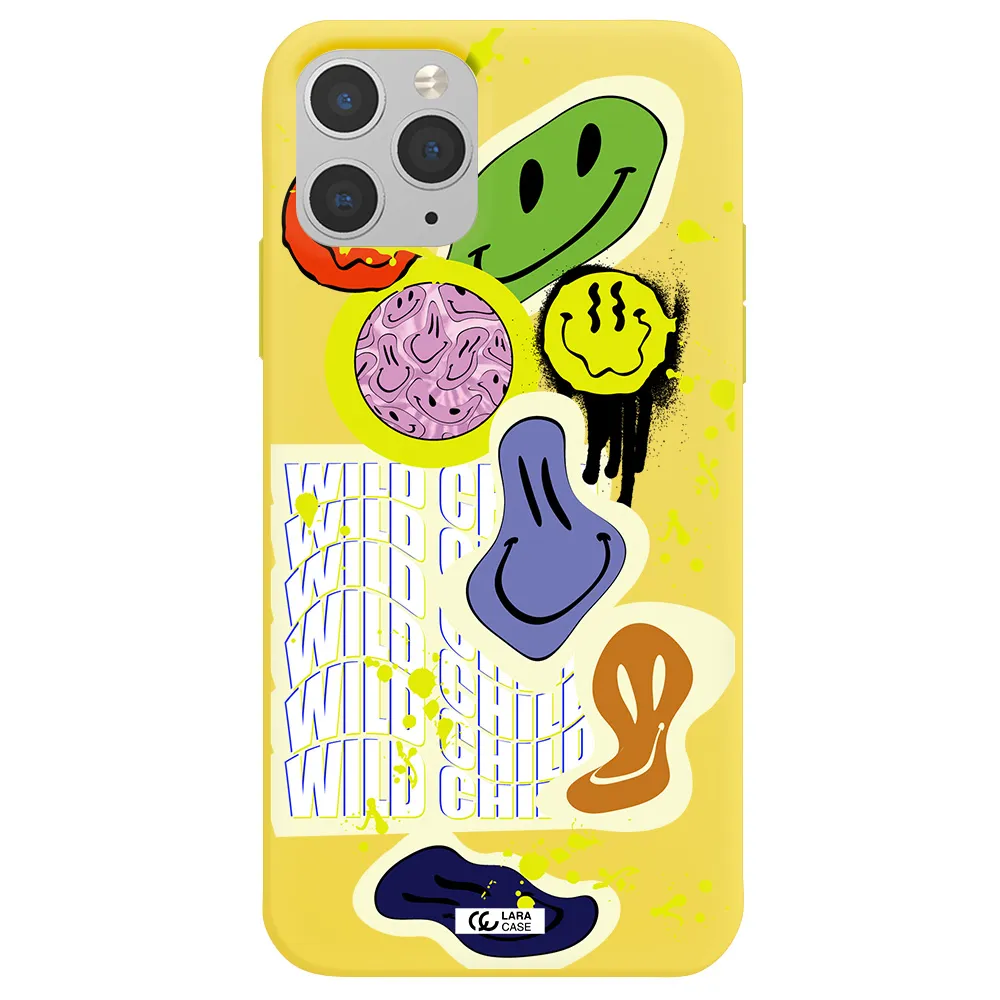 Colorful Emojis Apple iPhone 11 pro max Silicone canary yellow Case