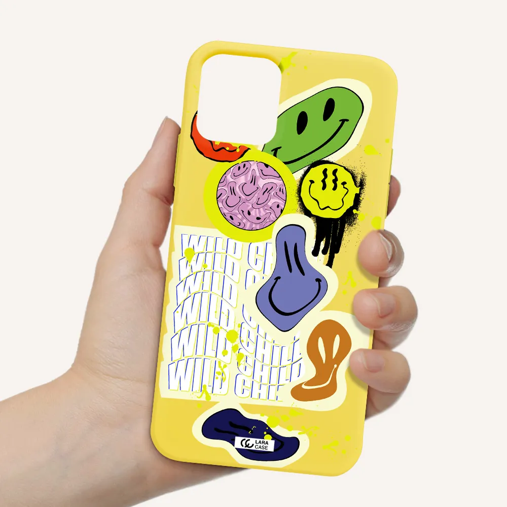 Colorful Emojis Apple iPhone 11 pro Silicone canary yellow Case