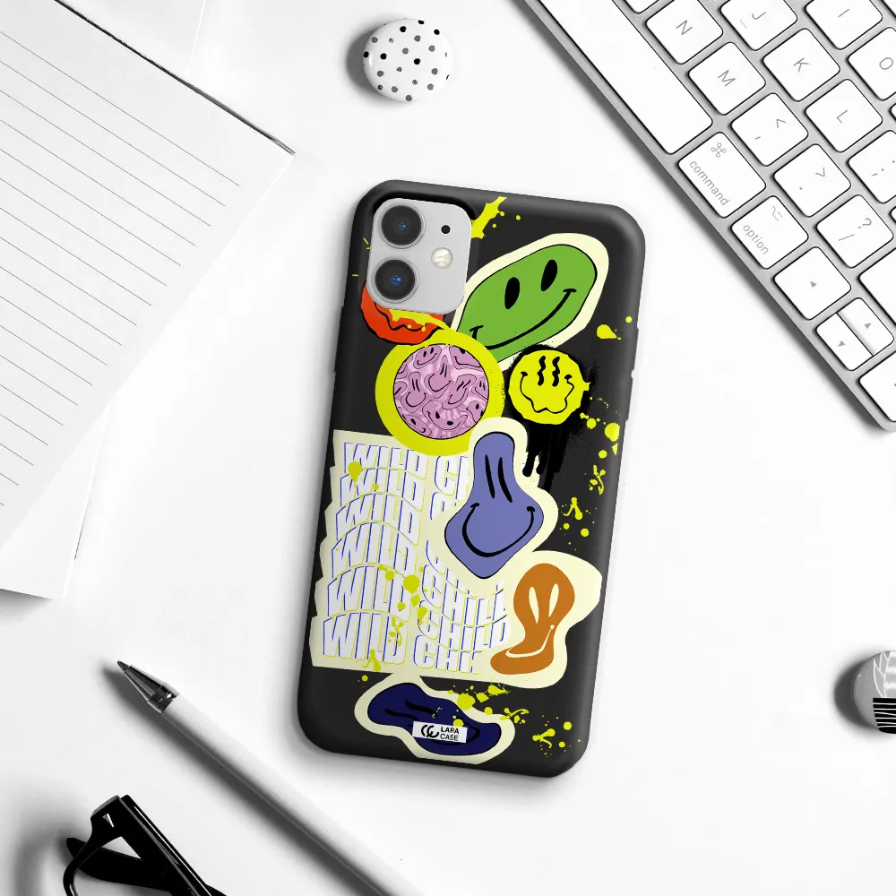 Colorful Emojis Apple iPhone 11 Silicone black Case