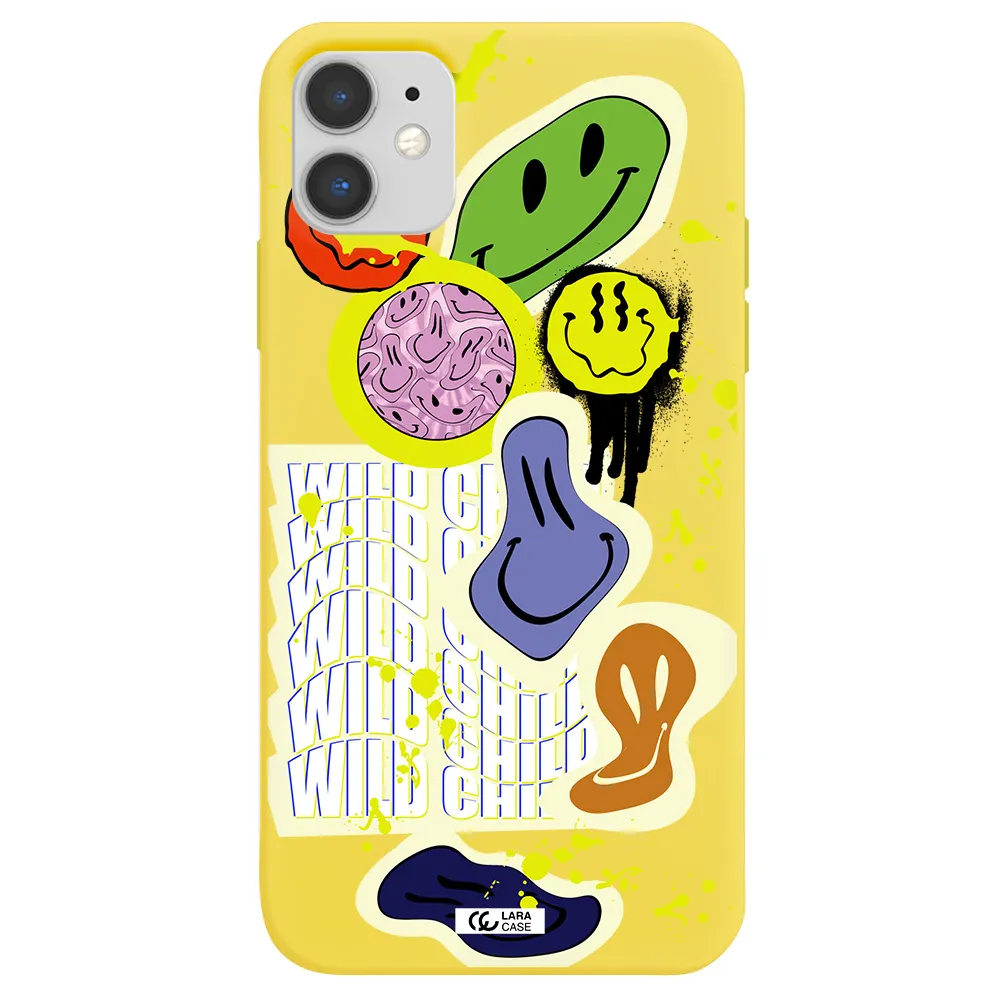 Colorful Emojis Apple iPhone 11 Silicone canary yellow Case