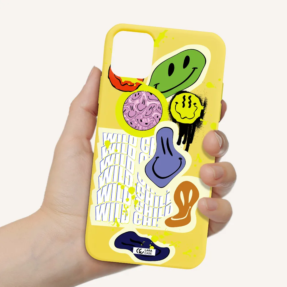 Colorful Emojis Apple iPhone 11 Silicone canary yellow Case