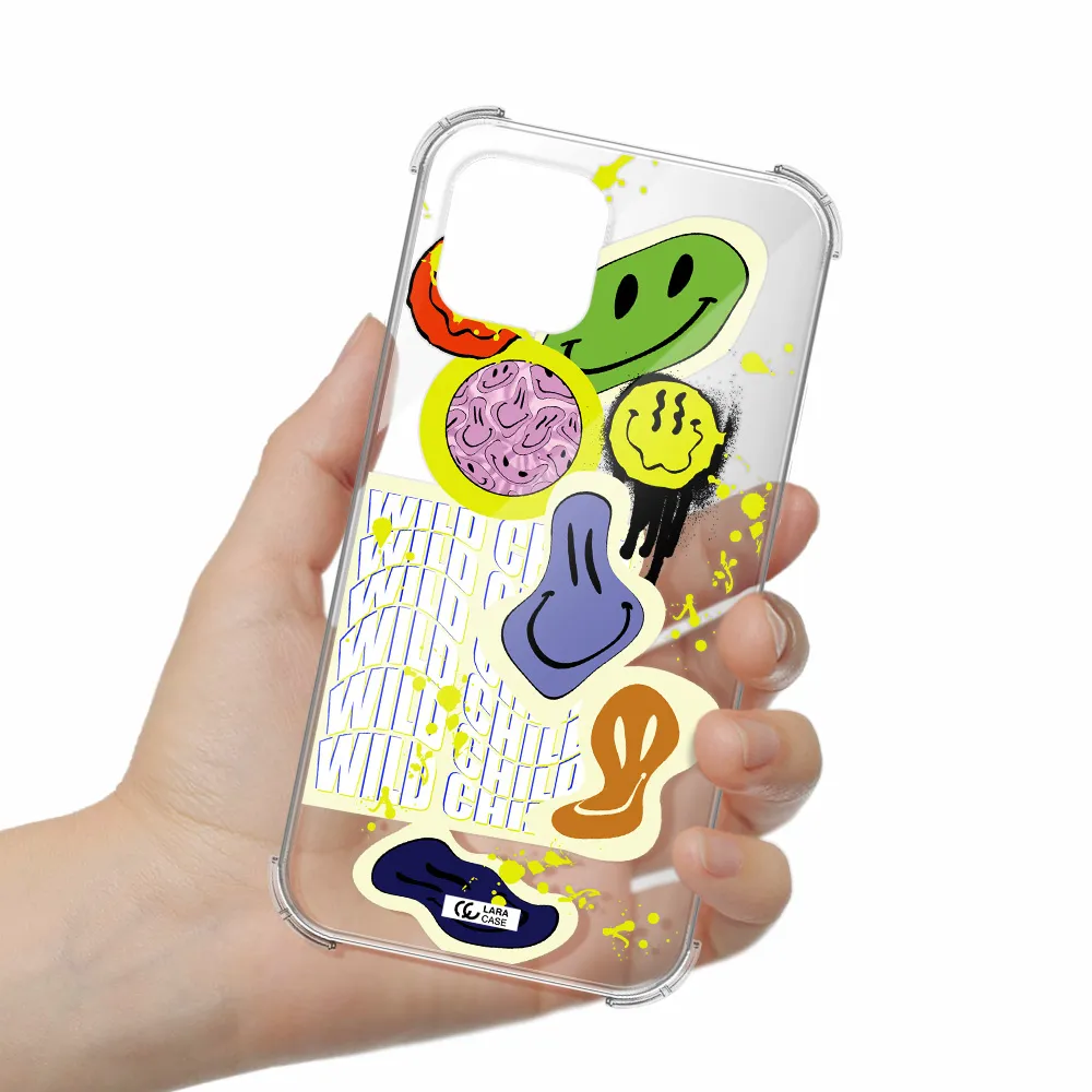 Colorful Emojis Apple iPhone 12 Clear PC Case
