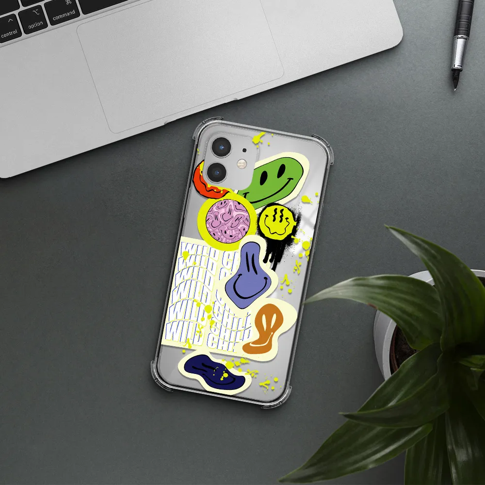 Colorful Emojis Apple iPhone 12 Clear PC Case