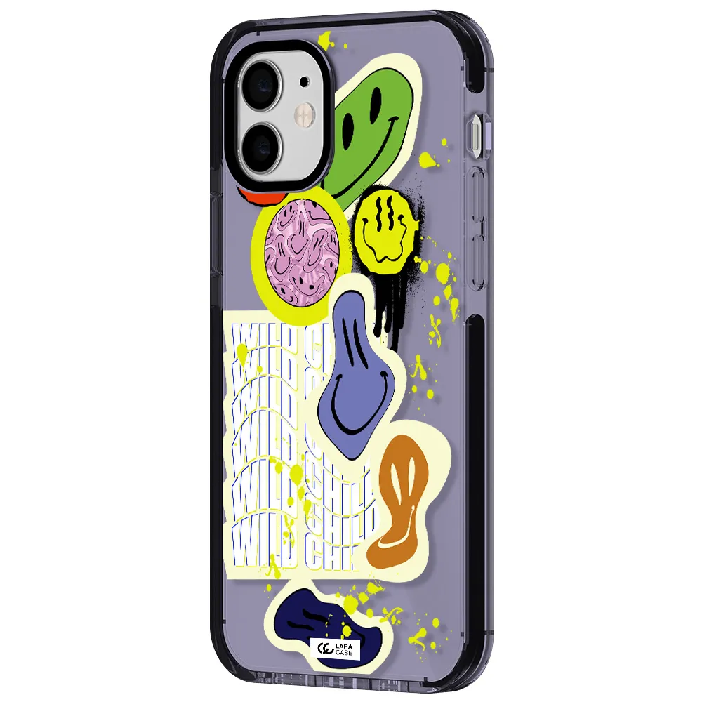 Colorful Emojis Apple iPhone 12 impact Lilac Case