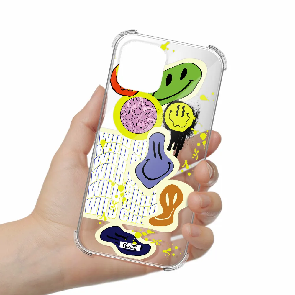 Colorful Emojis Apple iPhone 12 pro Clear PC Case
