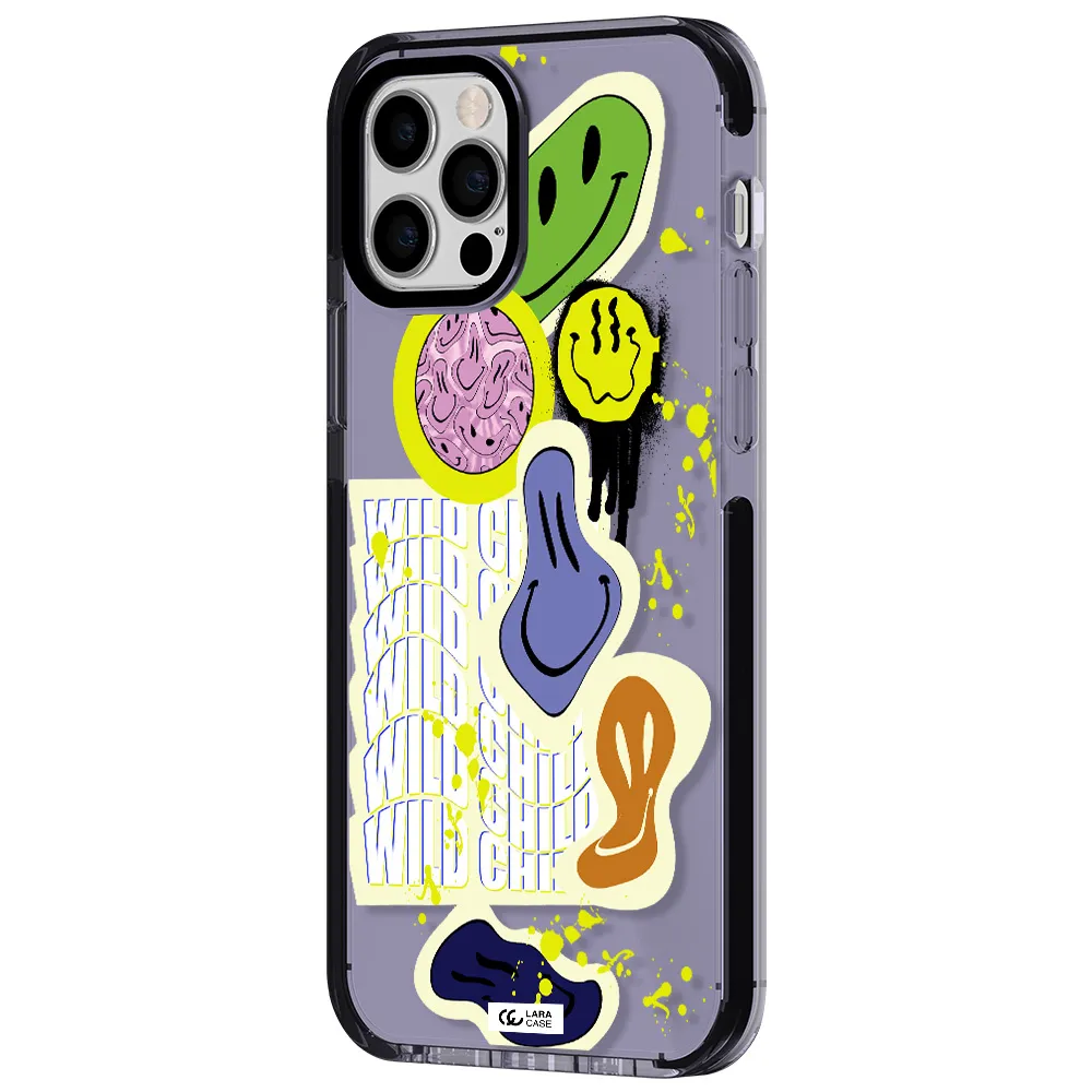 Colorful Emojis Apple iPhone 12 pro impact Lilac Case
