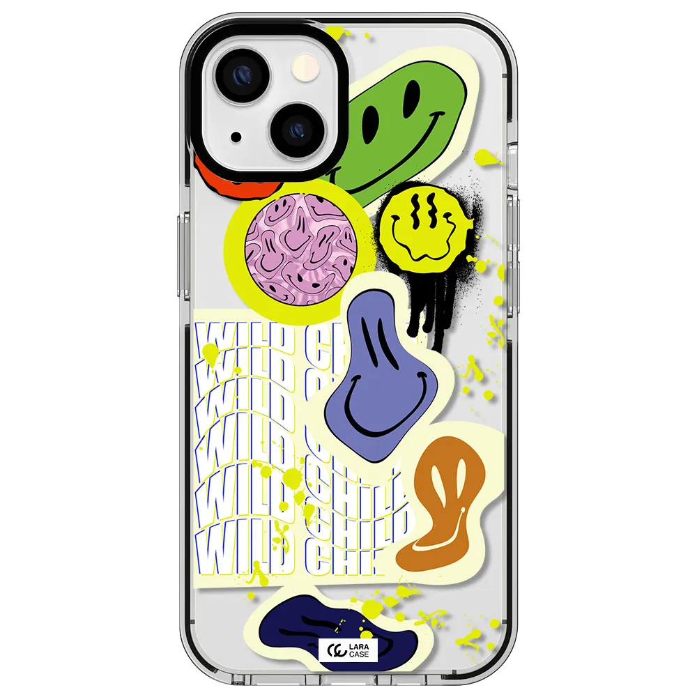 Colorful Emojis Apple iPhone 13 impact black border Case