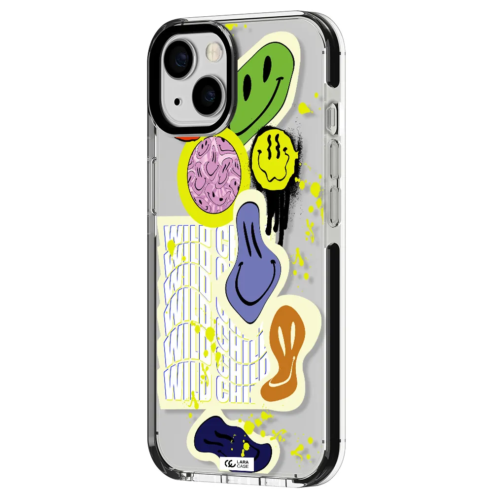 Colorful Emojis Apple iPhone 13 impact black border Case