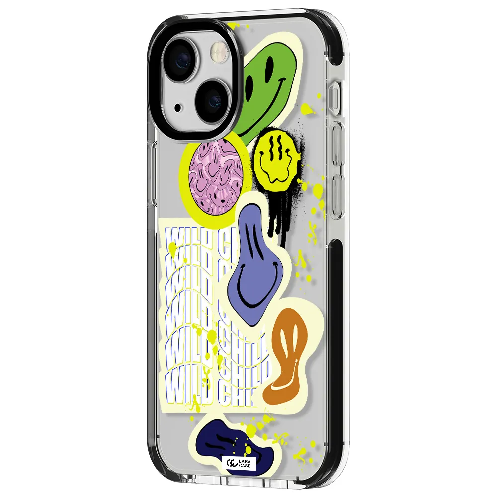 Colorful Emojis Apple iPhone 13 mini impact black border Case