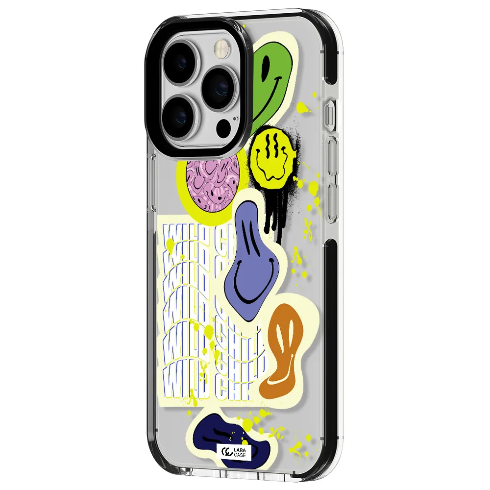 Colorful Emojis Apple iPhone 13 Pro impact black border Case