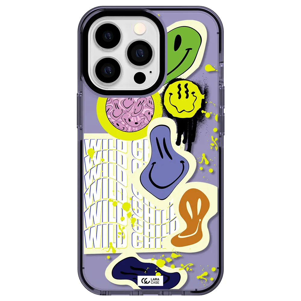 Colorful Emojis Apple iPhone 13 Pro impact Lilac Case