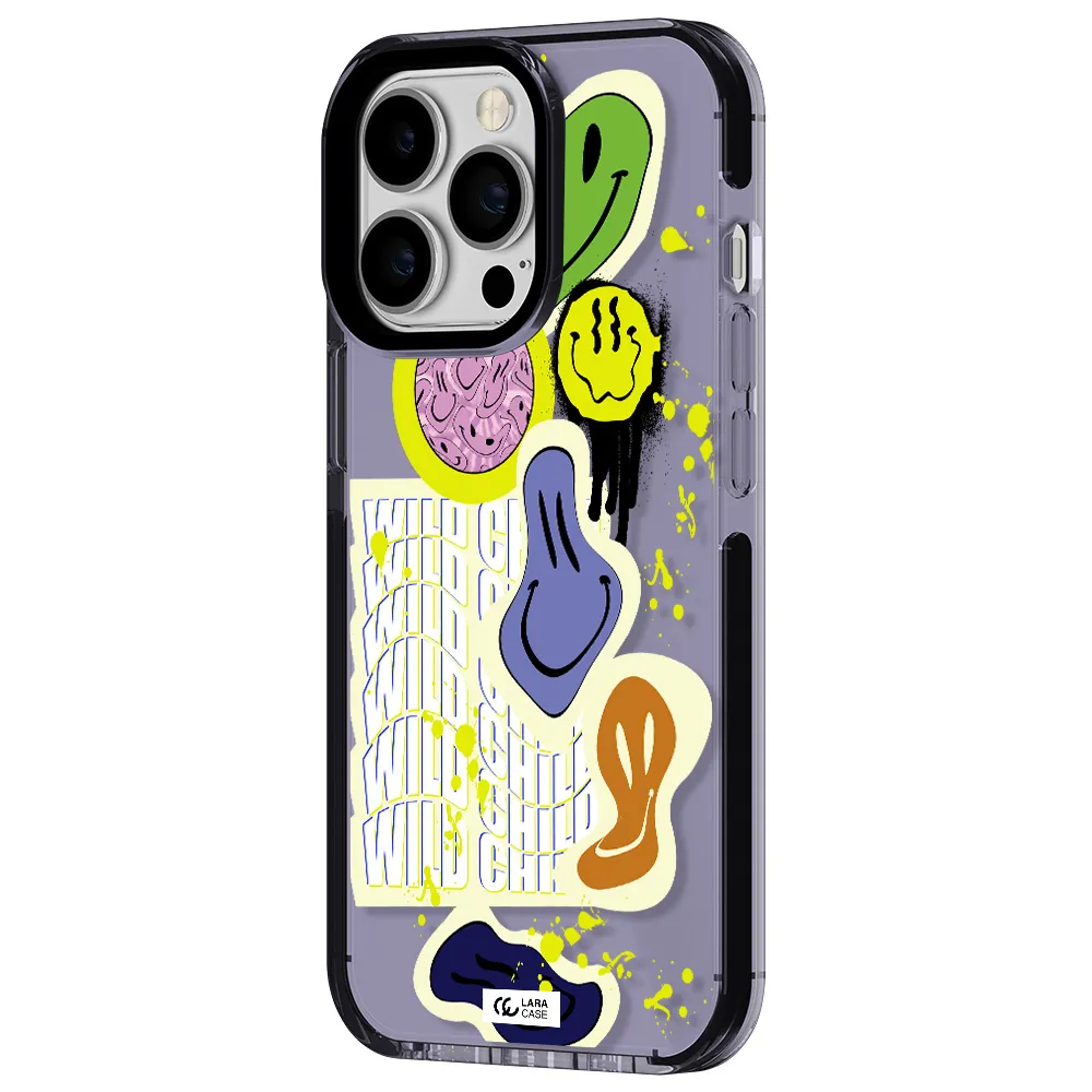 Colorful Emojis Apple iPhone 13 Pro impact Lilac Case
