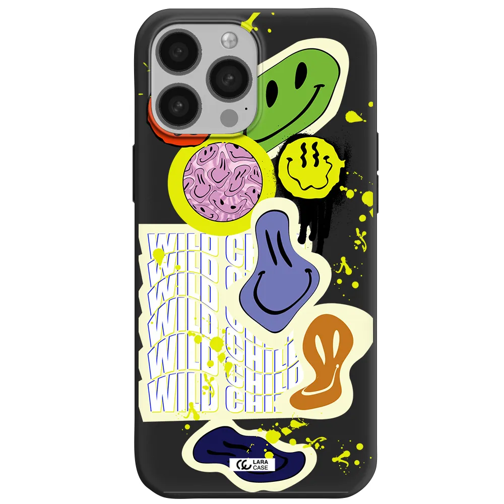 Colorful Emojis Apple iPhone 13 Pro Max Silicone black Case