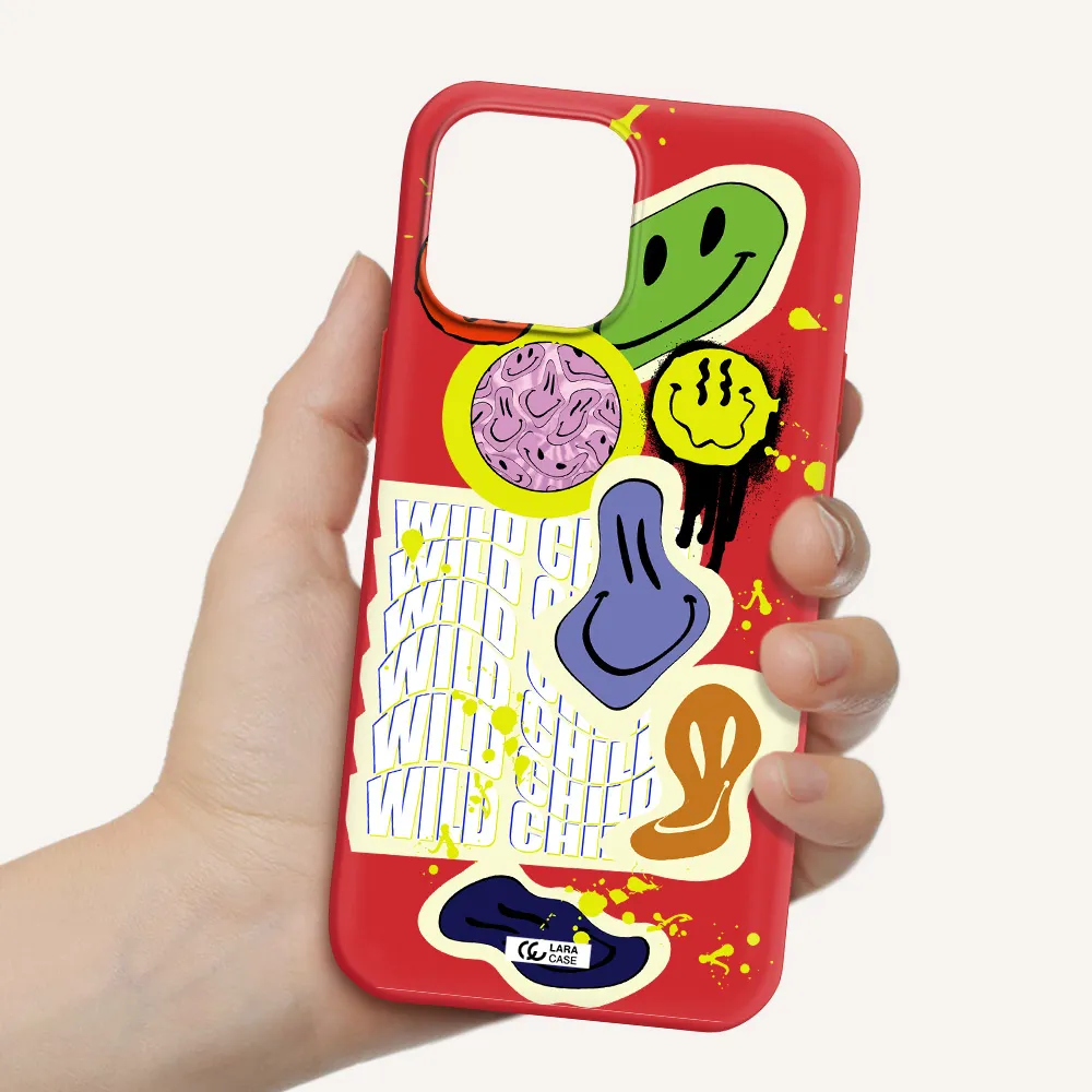 Colorful Emojis Apple iPhone 13 Pro Max Silicone Imperial Red Case