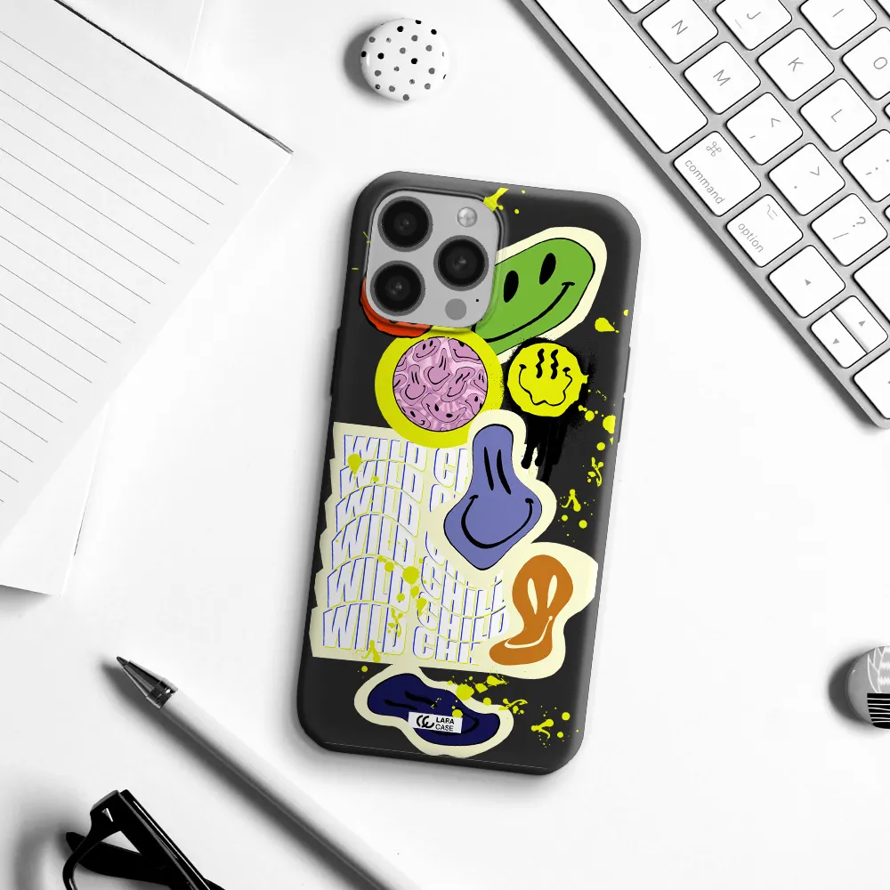 Colorful Emojis Apple iPhone 13 Pro Silicone black Case