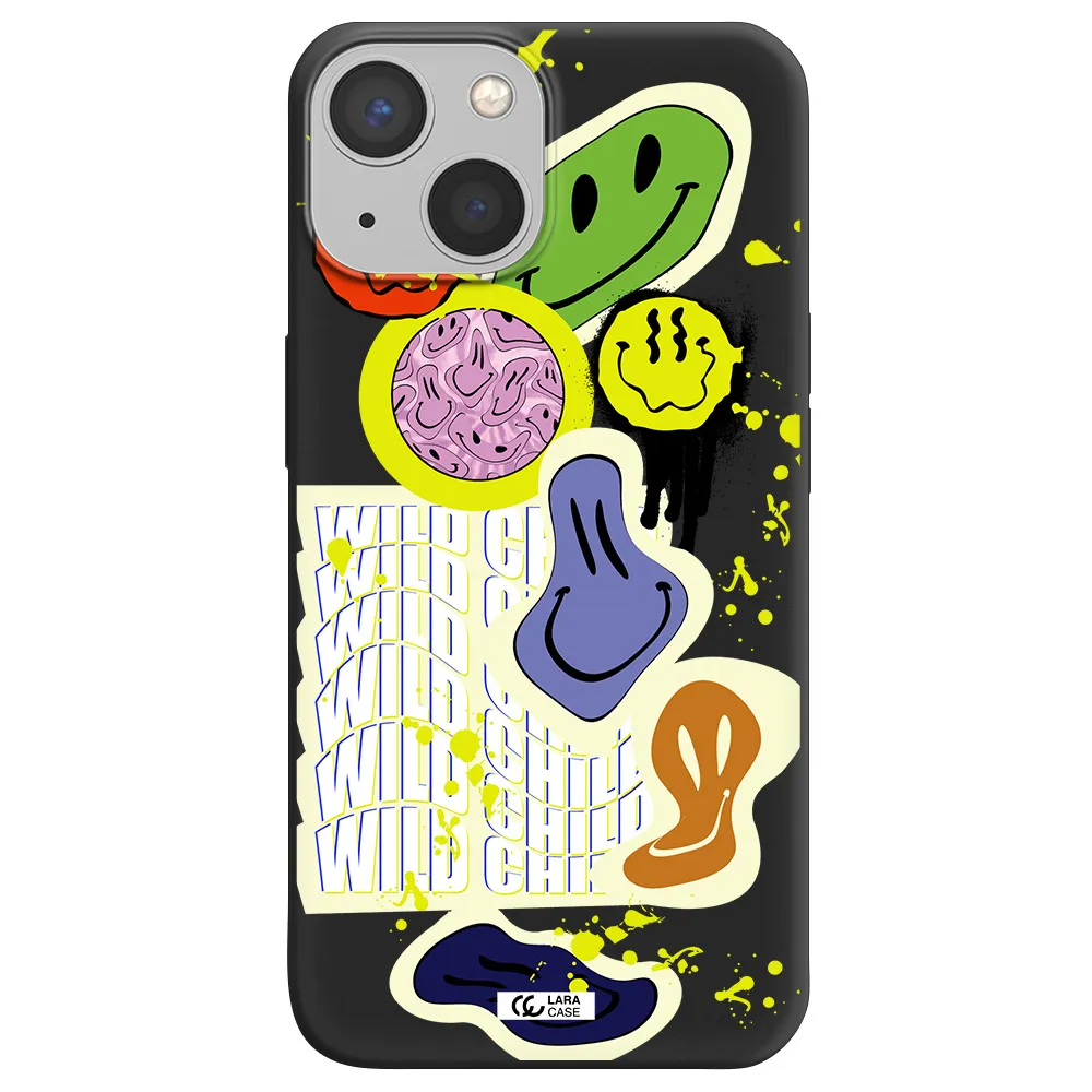 Colorful Emojis Apple iPhone 13 Silicone black Case