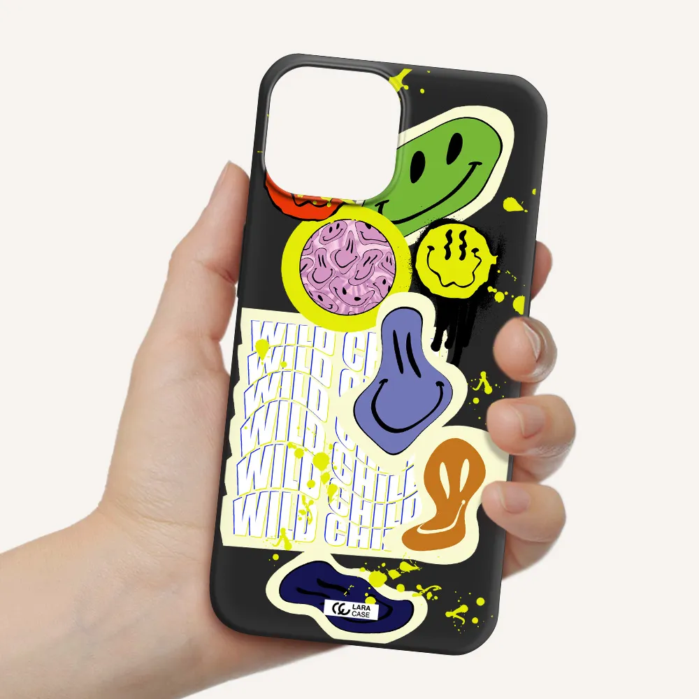 Colorful Emojis Apple iPhone 13 Silicone black Case