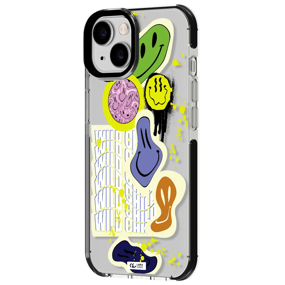 Colorful Emojis Apple iPhone 14 impact black border Case