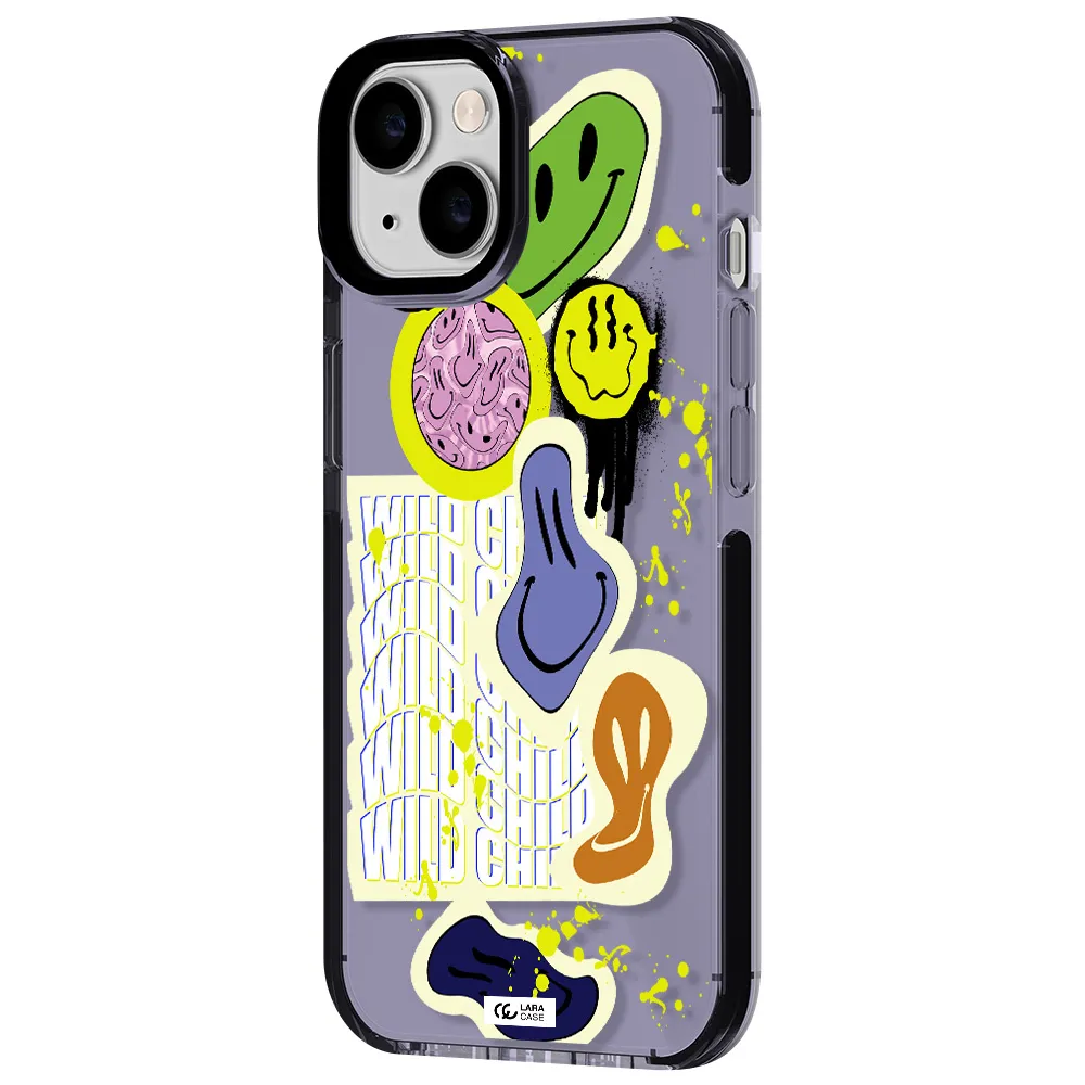 Colorful Emojis Apple iPhone 14 impact Lilac Case