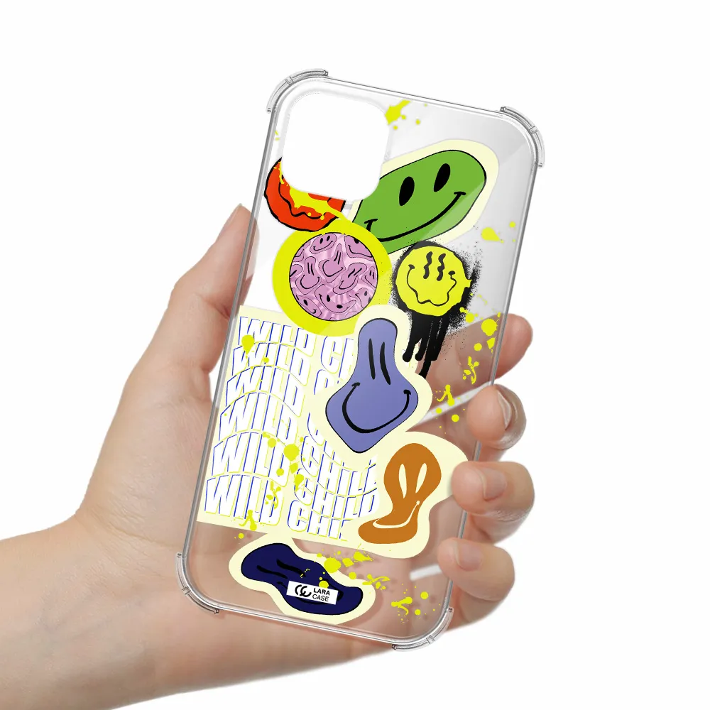 Colorful Emojis Apple iPhone 14 plus Clear PC Case