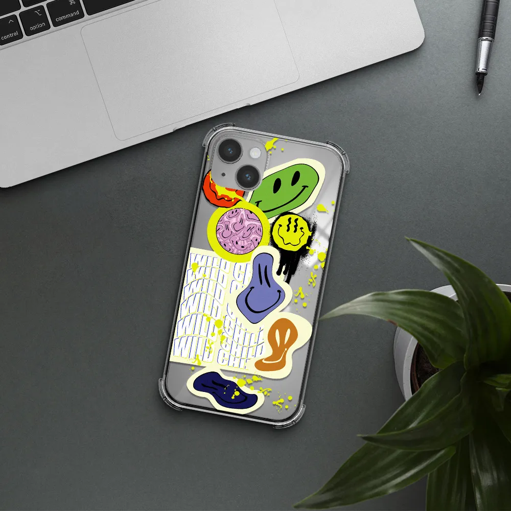 Colorful Emojis Apple iPhone 14 plus Clear PC Case