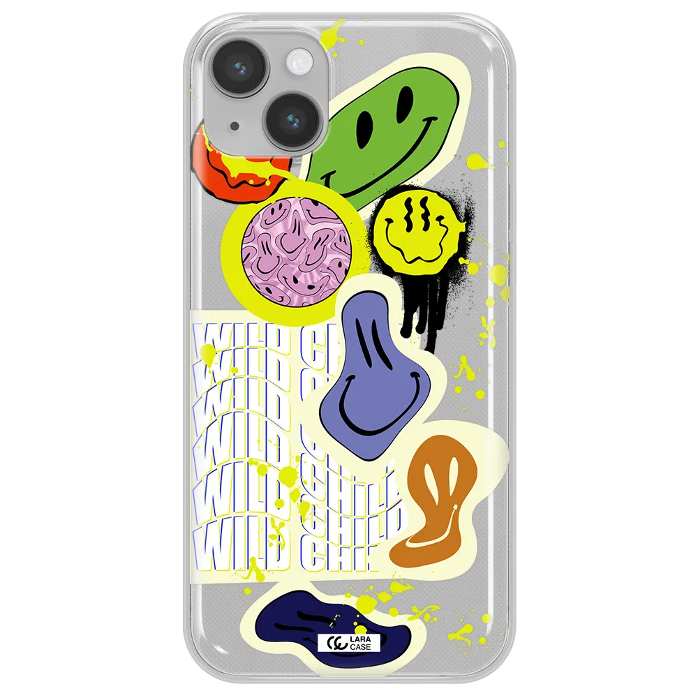 Colorful Emojis Apple iPhone 14 plus Clear TPU Case