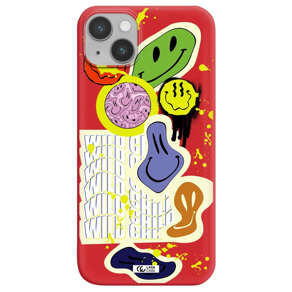 Colorful Emojis Apple iPhone 14 plus Silicone Imperial Red Case